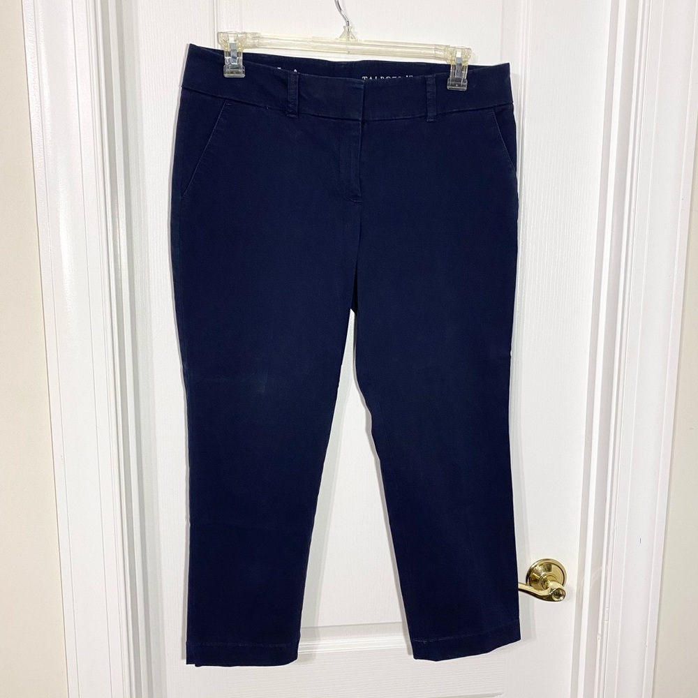 Talbots The Daily Ankle High Waist Stretch Cotton Pants Navy Size Petite 12